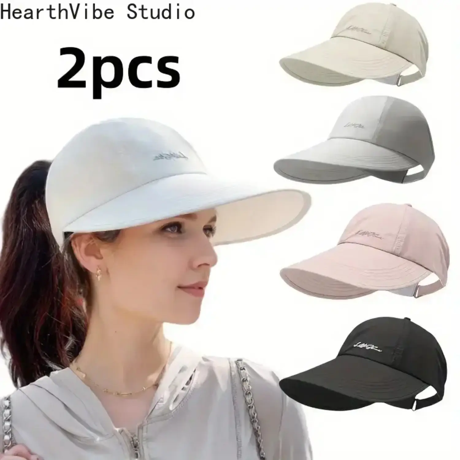 Women's 2-Pack Cotton Baseball Snapback Hats, Lightweight All-Season Cap with UPF Sun Protection, Adjustable Velcro Closure for Outdoor Sports, Snapback Cap, Breathable Outdoor Hat, Casual Sports Cap