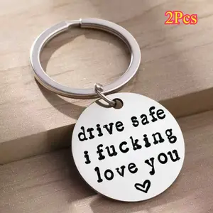 2Pcs Stainless Steel Unique Couples Keychain - Engraved Heartfelt Gift for Valentines Day, Durable and Rust-Resistant, Casual Style, Perfect for Him and Her