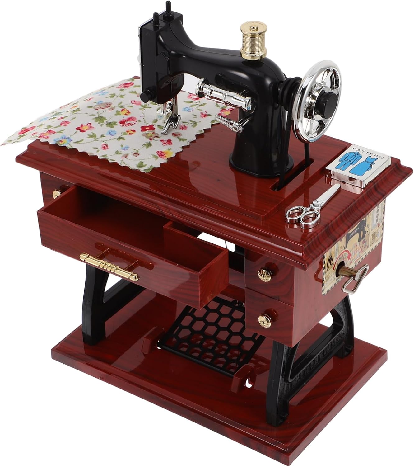 Sewing Machine Mini Music Box,Vintage Sewing Music Box Clockwork Vintage Musical Classical Desk Decor Home Crafts Table Desk Decoration