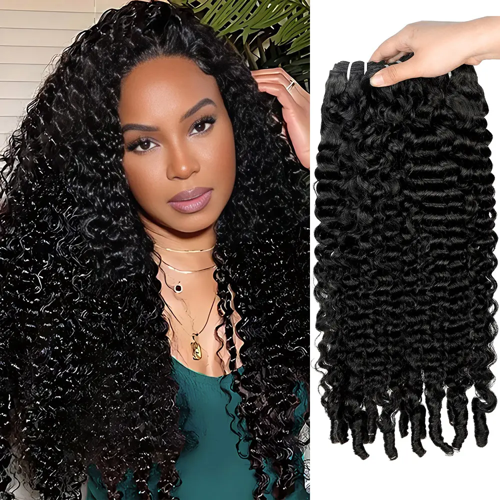 Burmese Curly 1 3 4 Bundles Human Hair 30 Inch Brazilian Curly  Human Hair Bundles Color Natural Black Double Weft Quick Weave for Women Hair Extensions Sew In