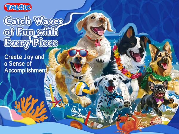 [Magic Toy] Animal Puzzle for Kids, 100-piece round puppy floor puzzle, Perfect Gift for Boys and girls aged 3+