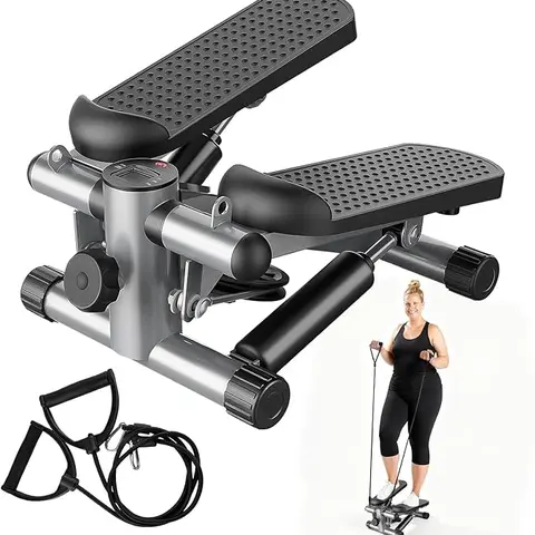 Mini Steppers with LED Display & Resistance Bands for Home Exercise Stair Step Workout Machine Portable Twist Stepper for Full Body Workout 360LBS Capacity