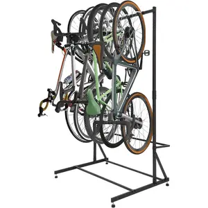 Freestanding Bike Storage Rack for Garage, 5-Bike Floor Stand, Heavy Duty Bicycle Organizer, Adjustable Height, Holds Up to 300 Lbs, 46in, Adjustable Height, Space Saving,for Backyards, Basements