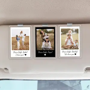 Custom Father's Day Gift For Dad Photo Car Visor Clip, Drive Safe Daddy, Acrylic Car Accessories, Husband Gift Drive Safe Sun Visor Clip, Gift For Dad