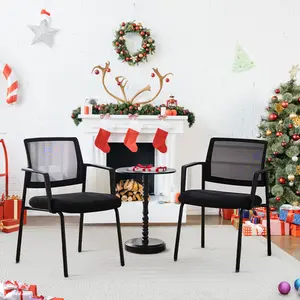 【Deal】Sweet Furniture Mesh Back Stacking Arm Chairs, Upholstered Fabric Stacking Chairs, Metal Stacking Chairs, Easy to Use and Store, Outdoor and Indoor