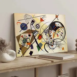 Kandinsky Abstract Art Poster, Modern Wall Decor, Solid Wood Frame Canvas Print, Waterproof Living Room & Bedroom Decoration