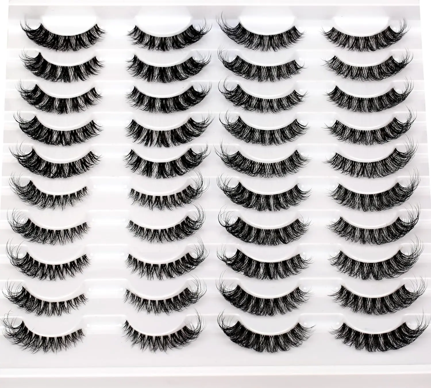 20-Pair False Eyelashes, 8D Volume Faux Mink Lashes, Short Cat Eye Style with Wispy Curls, Vegan Synthetic & Reusable for Makeup, Silky, Flattering Curls, Short Length, Cosmetic, Synthetic Hair, 100% Handmade, 8D Volume Wispy, Silk-Like Fiber