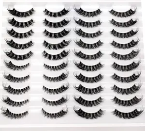 Synthetic Silky False Eyelashes, 20-Pair Short Cat Eye 8D Volume Wispy Style, Makeup Eyelash Extensions Wholesale Bulk Pack, Eyelashes Extensions