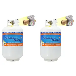 Flame King (2pack) 30LB EMTPY Steel Propane Tank LP Cylinder with Gauge and OPD Valve for Grills and BBQs, Camping, Fishing, & Outdoor Activities