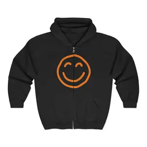 Yemy Orange Hoodie | Full Zip Hooded Sweatshirt