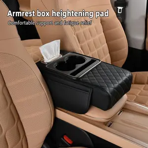 Car Armrest Pad, 5-In-1 Center Console Cover, With 2 Storage Bag Cup Holders, Tissue Box Slot, Sedan Phone Slot, Car Parts Interior Organizer