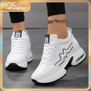 Women's Breathable Mesh Sneakers - Casual Lace-Up, Height-Boosting Platform Shoes With Air Cushion Comfort For All Seasons,heightboosters,on cloud women's shoes.1026 #WinterFreshness