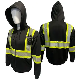 Black High Visibility Reflective Sweater with Heat transfer  reflector