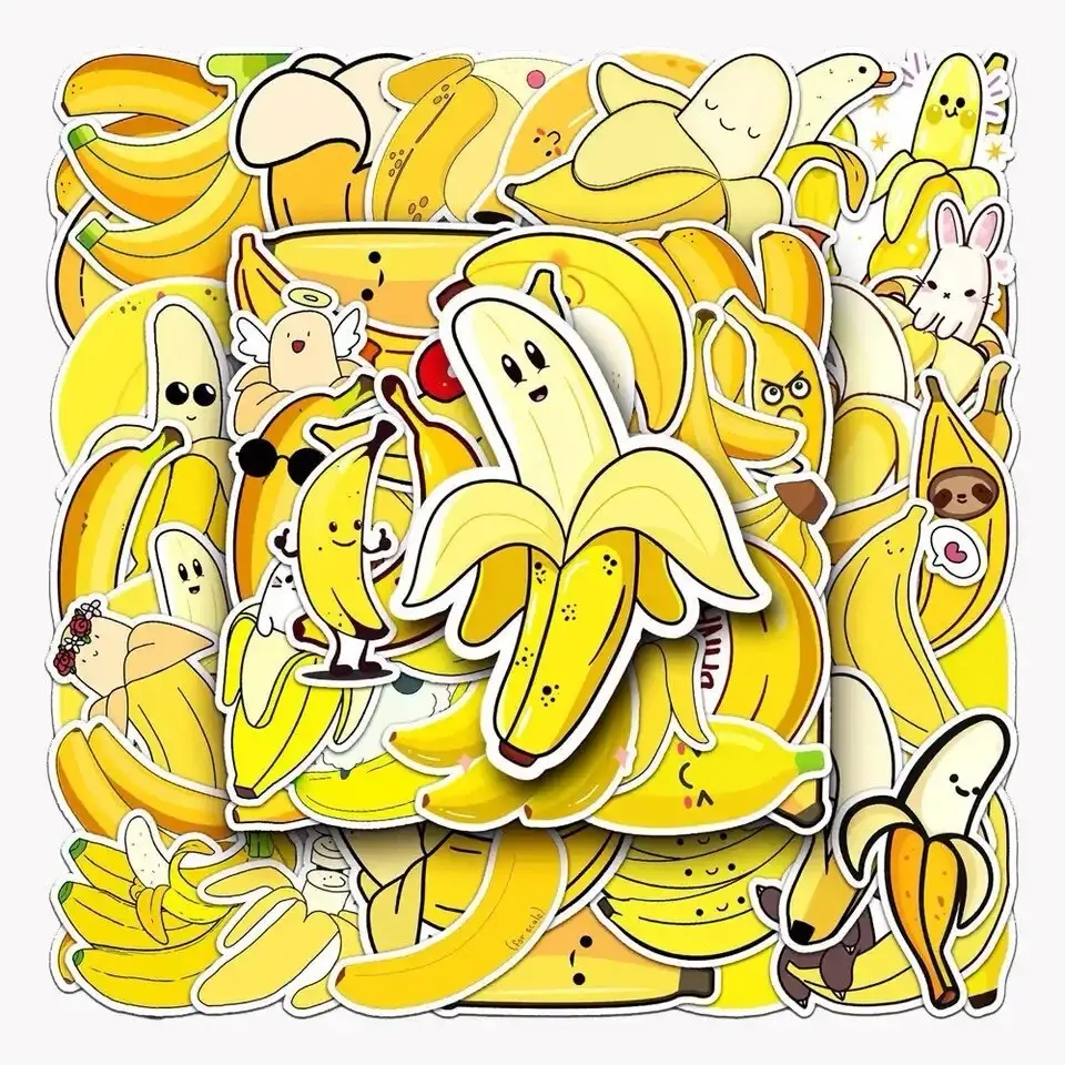 50 Pack of Banana Themed Adorable Stickers and Decals. Waterproof
