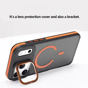 New Premium Matte Phone Case with iPhone 17 Pro Max 16 15 14 Plus 13 Air with Metal Lens Protective Stand Full Body Anti-Slip Bumper Unique Design Black Waterproof Translucent