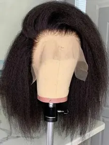 Soft No Glue Pre-Bound Short Bob Wig, 16 Inch Long 180% Density Daily Yaki, 13x4 Lace Front Closure, High Heat Resistant