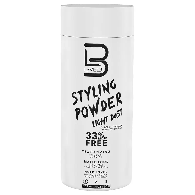 L3 Level 3 Light Hold Styling Powder - Natural Matte Hairstyle - Texturizing and Volumizing - Gel Haircare Matte Finish - L3VEL3