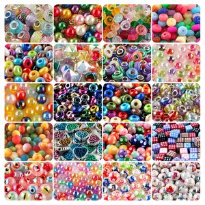 20pcs Random Color Acrylic Beads for DIY Jewelry Making, Eye Heart Wheel Multifaceted Beads for Keychains Bracelets Earrings Crafts
