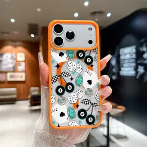 Western Bohemia No. 8 ball Cherry Playing cards Pattern Magnetic MagSafe Phone Case for iPhone 17 Air/16 Pro Max 15 Pro 14 13 12 11 Plus Shockproof Slim Protective Cover Casing