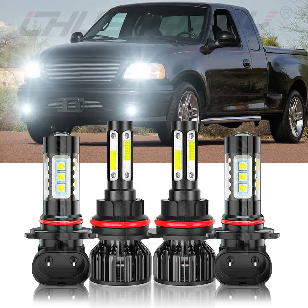 For Ford F150 1999 2000 2001 2002 2003 6000K LED Headlight Fog Light Bulbs Kit Vehicle Replacement Truck Auto Automotive Car Accessories Headlamps
