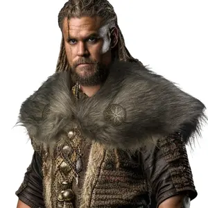 HiiFeuer Viking Artificial Fur Shawl Barbarian Fur Collar, Cosplay Wrap Medieval Costume Cloak, Retro Cape for LARP Costumeshalloween