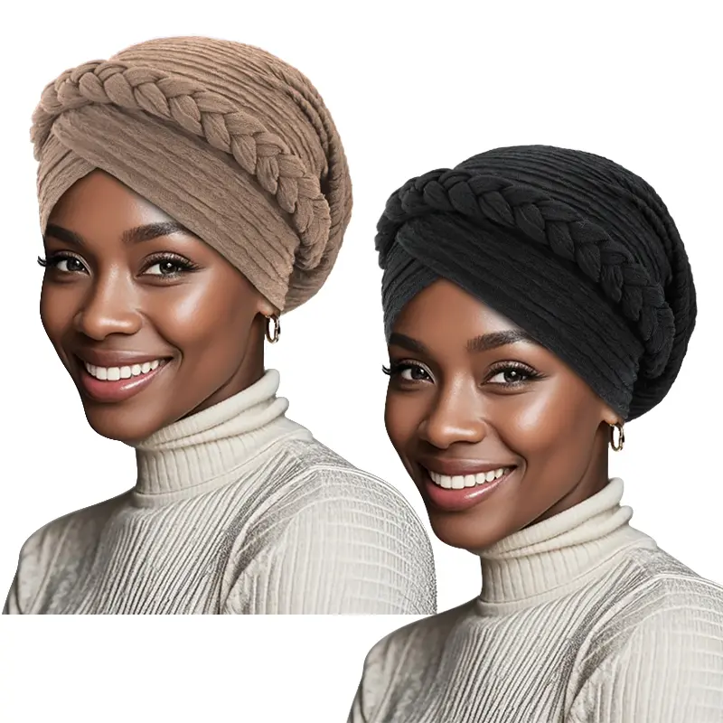 2PCS/LOT Solid Color Women Handmade Braid Turban Head Wrap Twist Bandana Head Scarf summerwins