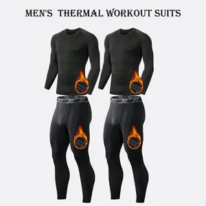 4 Pack Men's Workout  Suits Winter Thermal Fleece Sports Suit Sport Thermal Underwear Set High Elasticity, Tight Compression Fitness Clothing Tight-fitting And Fleece-lined Base Layer For Skiing Cycling  Gym Sports