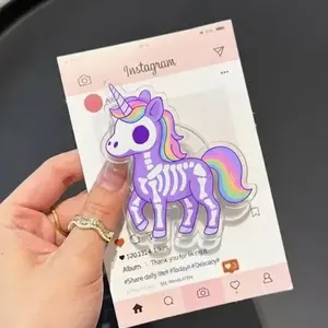 Cute Skull Galaxy Unicorn with MagSafe Phone Grip, Horror Aesthetic Magnetic Phone Holder, Kawaii Scary Fan Gift , Kindle Accessories sticky Baby mount Library Card Flower-Shaped Multi-Functional Stand Universal Car Spooky Bat