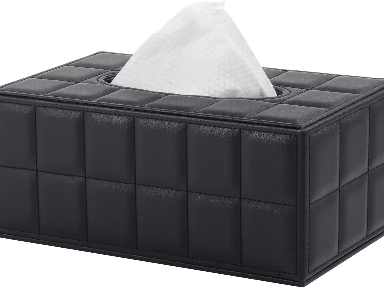 "GRAB IT NOW" Tissue Box Cover Rectangle Kleenex Box Holder PU Leather Facial Organizer with Magnetic Bottom,Decorative Napkin Caddy for Vanity Dresser Night Stand Table Countertop Home Office Car,Black Hand