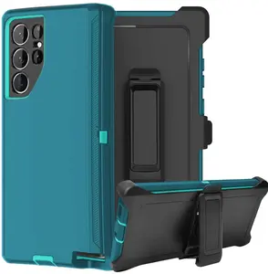 Teal Rugged Defender Case For Samsung Galaxy S26 / S25 / S24 / Plus / Ultra / Shockproof Heavyduty Protection cover With Belt Clip Phonecase