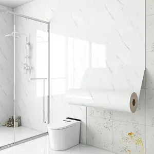 Marble Self-Adhesive Vinyl Wallpaper Roll, Heat Resistant, Easy Clean, Bathroom Kitchen Furniture Decor, Cabinet Door Protection Film, Marble Backsplash Wallpaper, Decorative Wallpaper