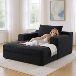 67 Inch Oversized Sectional Wide Flannel Boneless Chaise Lounge Chair Sofa Bed with 2 Throw Pillows And Cushion, Comfy Cloud Couch Reading Chair Deep Seat Sleeper Sofa for Living Room, Apartment, Bedroom, Gaming Room| No Assembly Required