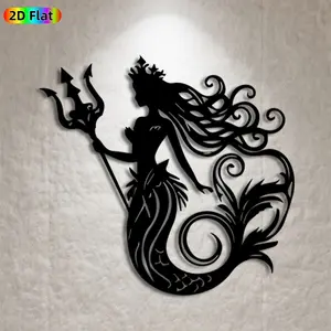 1pc Mermaid Metal Wall Art, Enchanting Mermaid Statue Mural, Ideal Gift for New Year, Easter, Mermaid Decor Enthusiasts, Rust-Resistant Metal Wall Decor Wall Sculptures, Perfect for Bedroom Wall & Garden Fence, Ocean Theme Home Decor