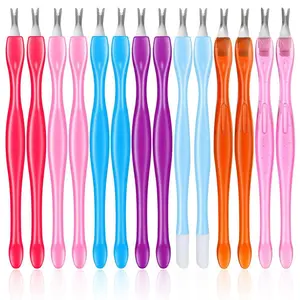 14 Pcs Cuticle Fork, Multicolor Plastic Double Sided Cuticle Trimmer with 7 Colors, Versatile Cuticles Pusher And Trimmer for Nail Care and Craft Projects