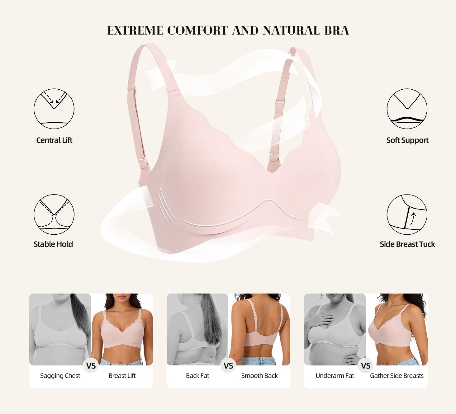 Women's Black jelly bras No Underwire T-Shirt bra Seamless Comfortable Soft Wireless Basic Bridal One Piece Minimalist Everyday Wear with Adjustable Straps Vneck Breathable push up bra