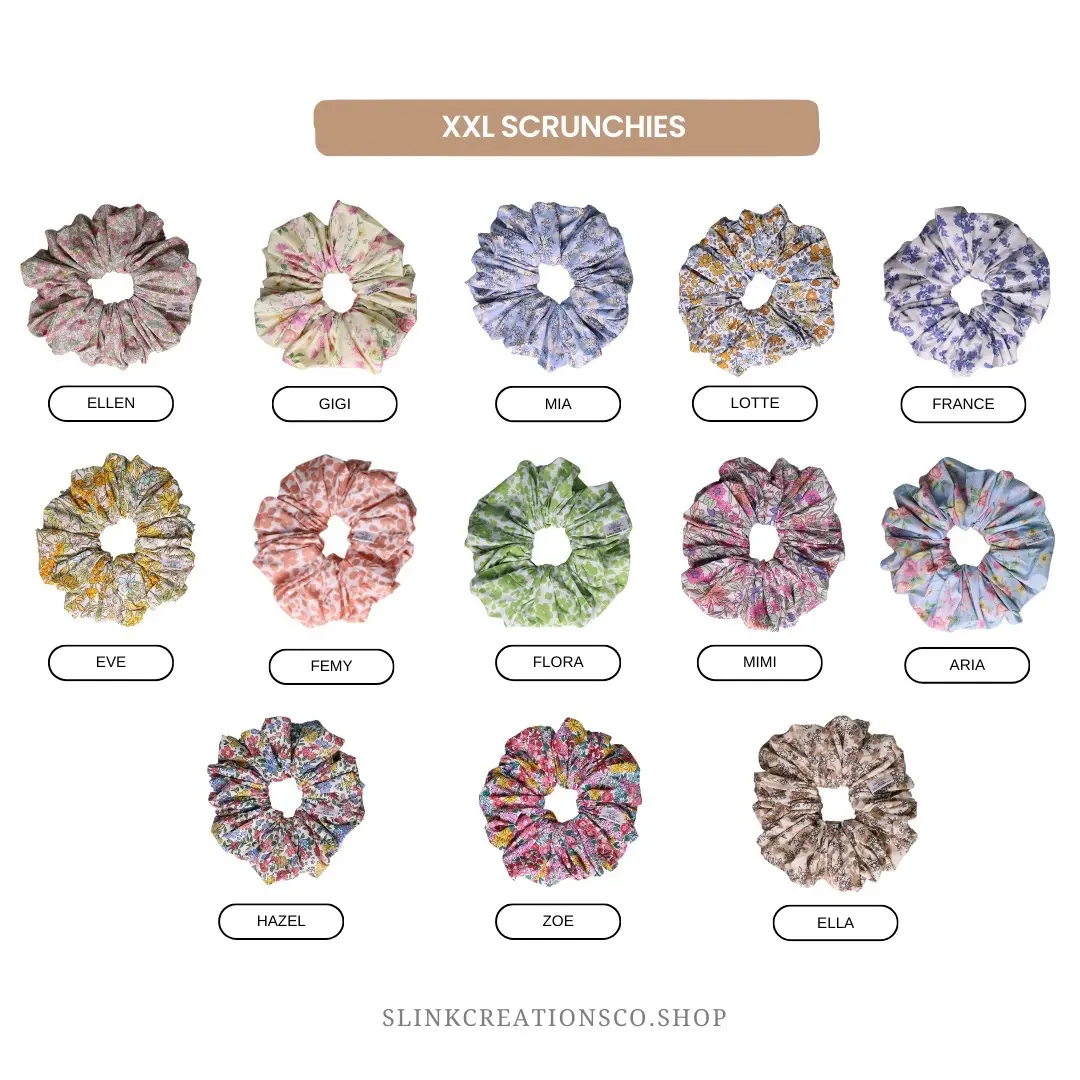 100% cotton floral summer scrunchies, Floral seasonal hair ties for women, Floral hair accessories gift ideas, Summer hair accessories
