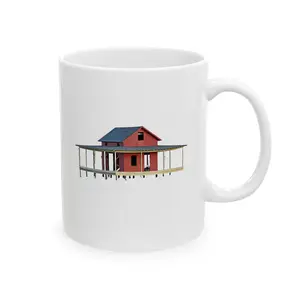 Red Shack Ceramic Mug 11oz for Coffee and Drink - Reusable, Washable, Customized Cup Drinkware Aesthetic
