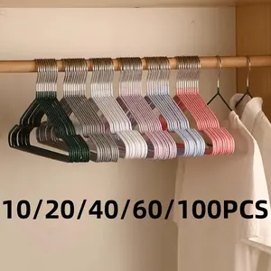 Solid Color Hanger, 10/20/40/60/100pcs Non-slip Clothes Hanger, Durable Clothes Drying Rack, Home Organizer for Bedroom Wardrobe Closet, Hanging, Heavy Duty Hangers