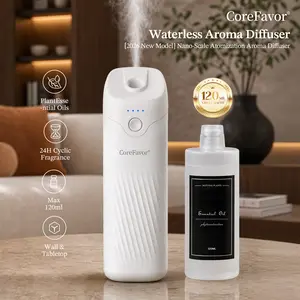 CoreFavor M60 Waterless Essential Oil Diffuser,  Battery Powered Portable Cold Air Aroma Machine, 4 Adjustable Fragrance Intensity Levels, Quiet Scent Diffuser for Bathroom, Bedroom, Office and Car