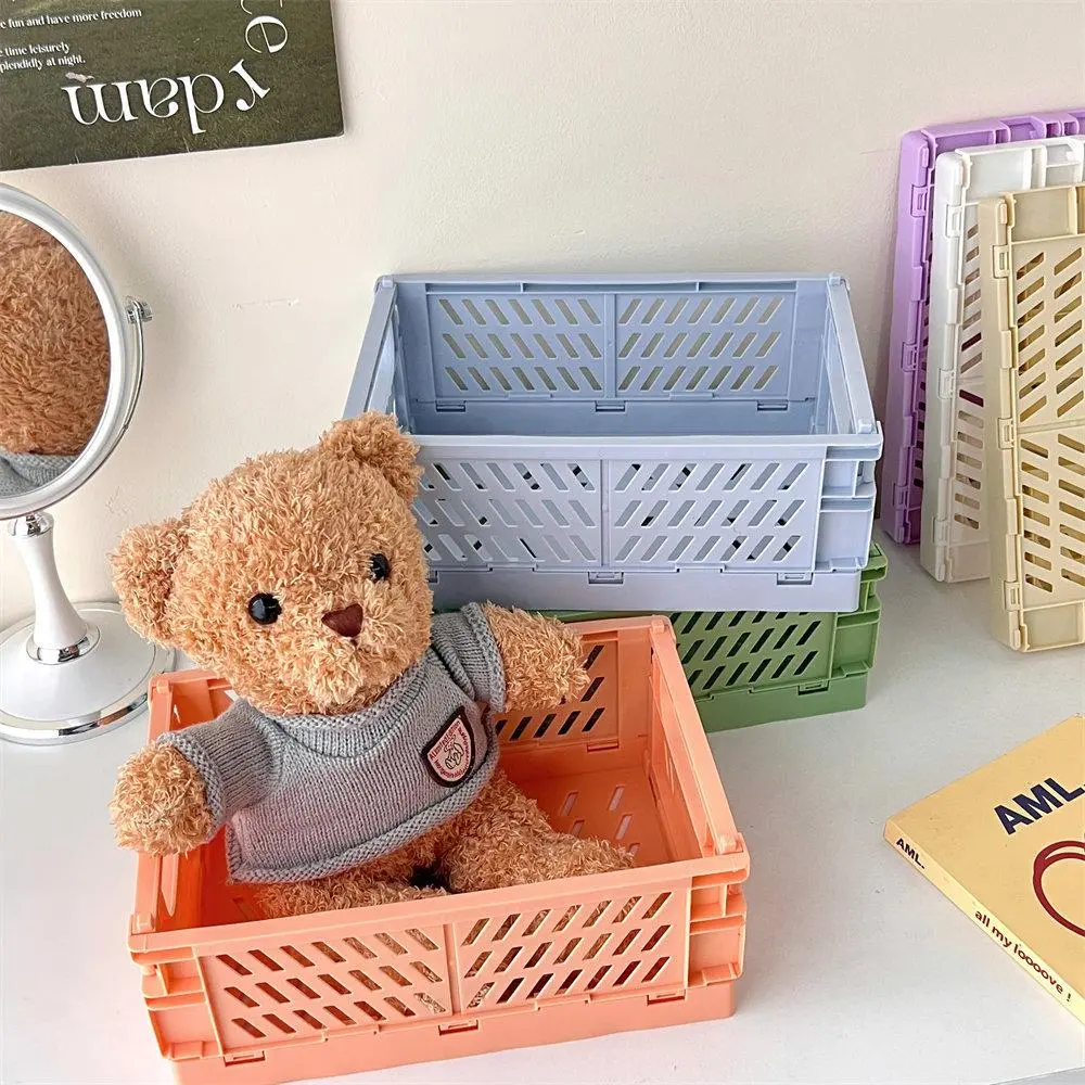 Mini Foldable Plastic Storage Box, Student Desktop Organizer, Hand Account Tape Stationery Basket, Folding Baskets Display Basket, Organizing, Multipurpose Basket