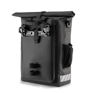 ROCKBROS Convertible Waterproof Bike Rack Bag 18L Adjustable Capacity Backpack with Helmet Buckle Reflective Logos & Taillight Hooks for Outdoor Activities