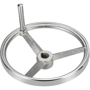 8 Inch (200mm) Diameter Rotary Handwheel, Cast Iron Chrome Plated with Handle for Milling Machines and Lathes, Silver Tone