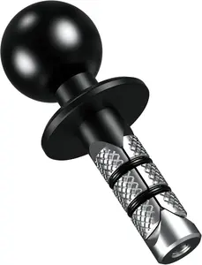 Metal Motorcycle Fork Stem Mount Base with 1'' TPU Ball for Stem Holes 12mm to 25.4mm in Diameter, Compatible with RAM Mounts B Size 1 Inch Ball Double Socket Arm