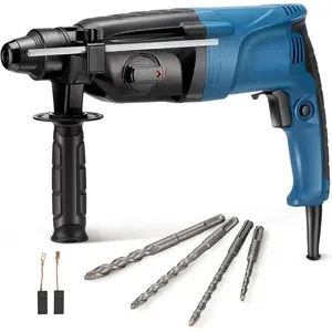 1 Inch SDS-Plus Rotary Hammer Drill with Safety Clutch, 6.7Amp Heavy Duty Corded Demolition Hammer for Concrete, 1200 RPM, 3.0 Joules, Including 4 count Drill Bits