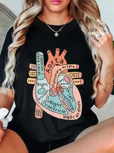 100% Cotton Anatomical Heart Cardiac Nurse Practioner Nursing Student T-Shirt
