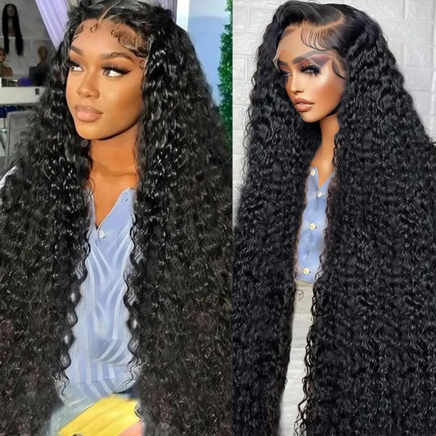 Deep Wave Lace Front Wigs Human Hair Pre Plucked 200 Density Curly Human Hair Wig HD Frontal Wigs Human Hair 13x6 Wet And Wavy Lace Front Wigs Human Hair Glueless Wigs Human Hair Black