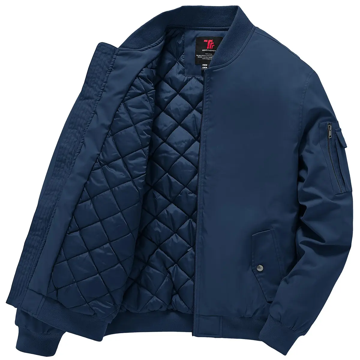 GOPUNE Men's Winter Quilted Bomber Jacket Windproof Windbreakers Casual Coats