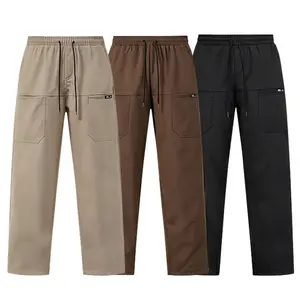 3-Pack men's straight casual pants, new products in spring and autumn, suitable for autumn men's clothing, trousers, khaki plain, black, casual and comfortable, durable fabric, suitable for daily life