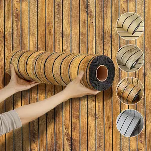 1 Roll 3D Wood Grain Self-Adhesive Wallpaper Embossed Wall Panel 15.75" x 118.11" Easy to Cut and Paste Matte Finish 2.8mm Thickness for Bedroom Living Room Ceiling Dining Room TV Background