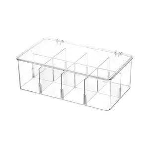 Transparent Storage Box with Lid, Dust-Proof Design, Ideal for Makeup, Hair Accessories, Tea Bags, Desk, Kitchen Organization